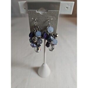 Purple and gray dangle earrings